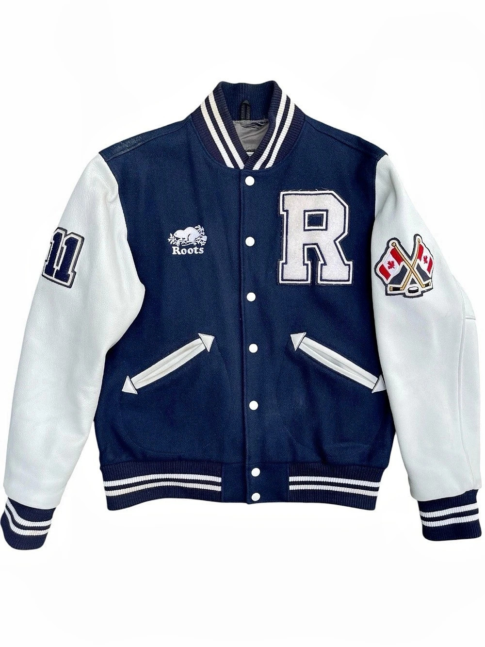 Roots Varsity Jacket Men's Blue & White